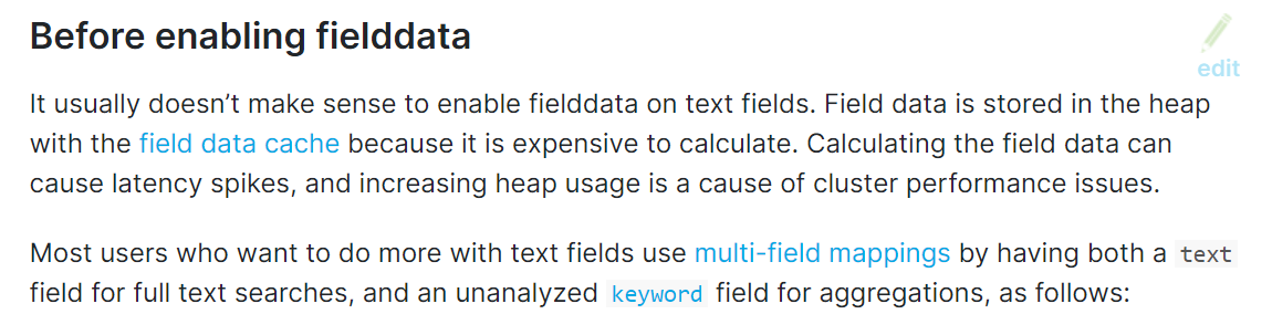 Before enabling fielddata